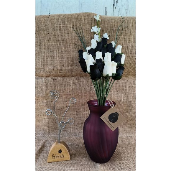 2 Dozen Black and White Wooden Rose Flower Bouquet. The Original Wooden Rose - Picture 2 of 8